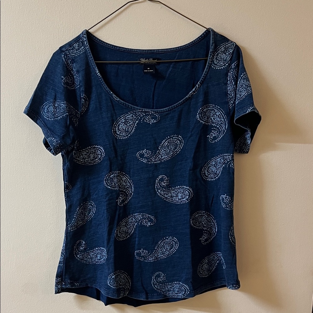 Lucky Brand Navy Paisley Short Sleeve Top